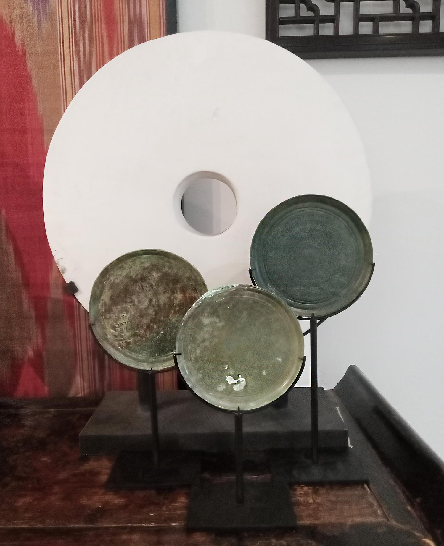 Three Khmer Bronze Mirrors, 14th - 15th Century 13