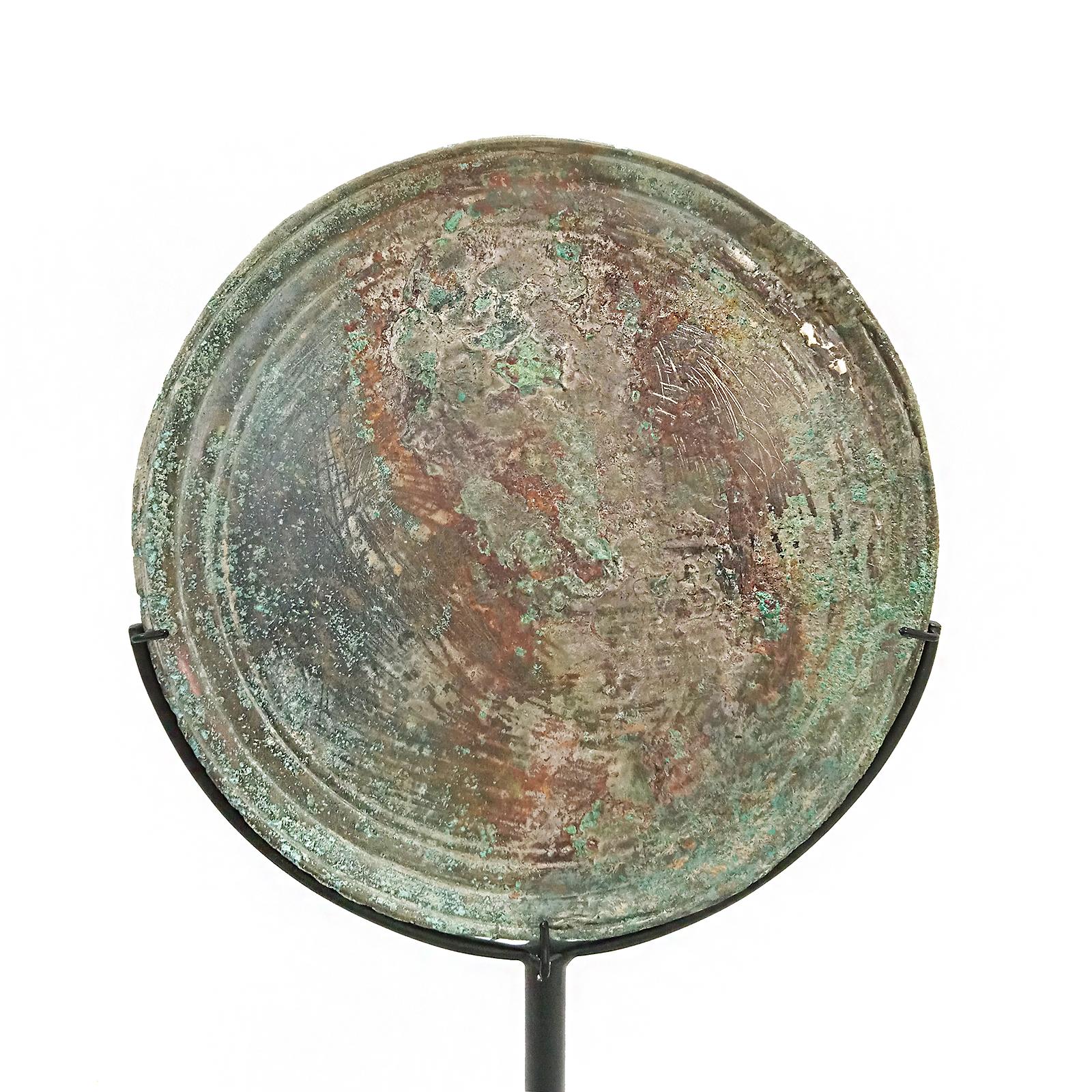 Cambodian Three Khmer Bronze Mirrors, 14th - 15th Century