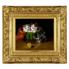 “Three Kittens w/Ball of Yarn” by Alfred Brunel De Neuville