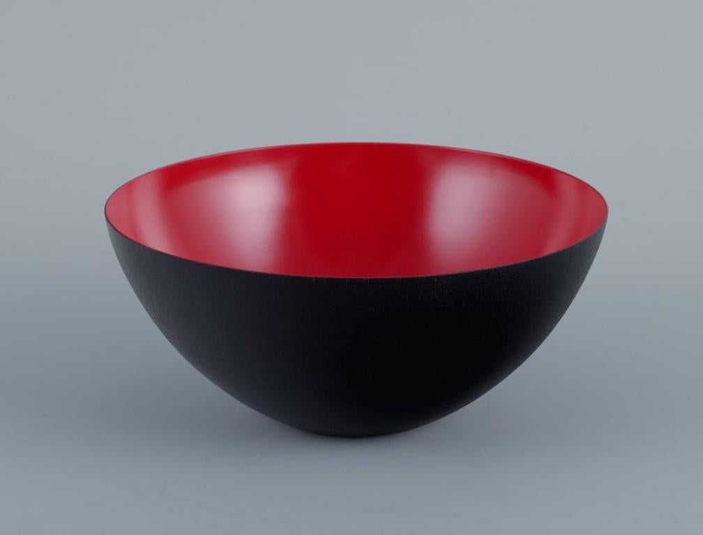 Danish Three Krenit Bowls in Metal, Grey, Red, Mint Green, Design by Hermann Krenchel For Sale