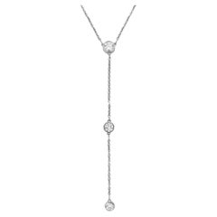 Three Lab Grown Diamond Lariat Necklace 14K White Gold 2.29Cttw 16.5 Inches