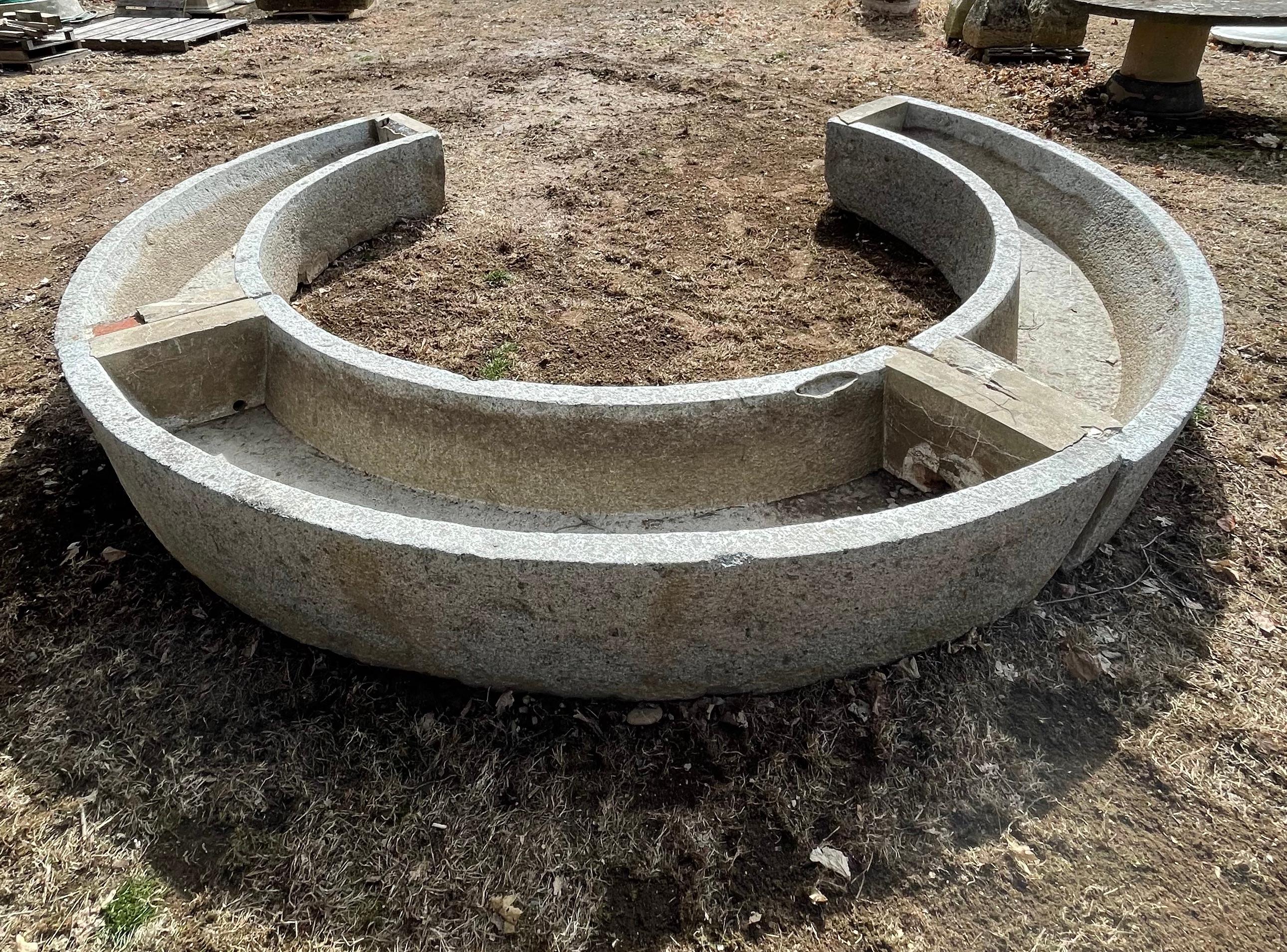 Rustic 18th C French Granite Cider Mill Segments for Planters/Rills/Seats/Firepits For Sale