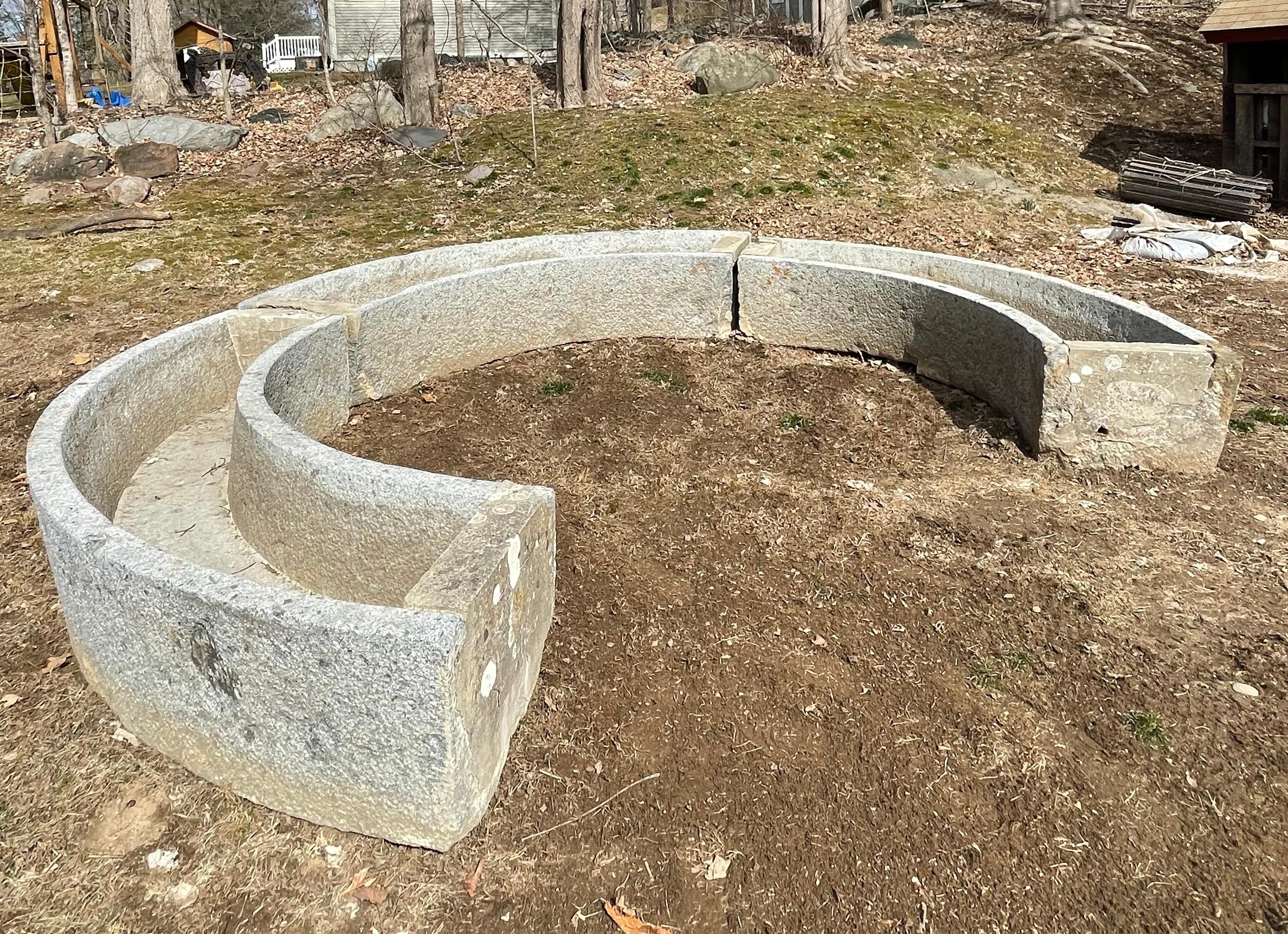 Hand-Carved 18th C French Granite Cider Mill Segments for Planters/Rills/Seats/Firepits For Sale