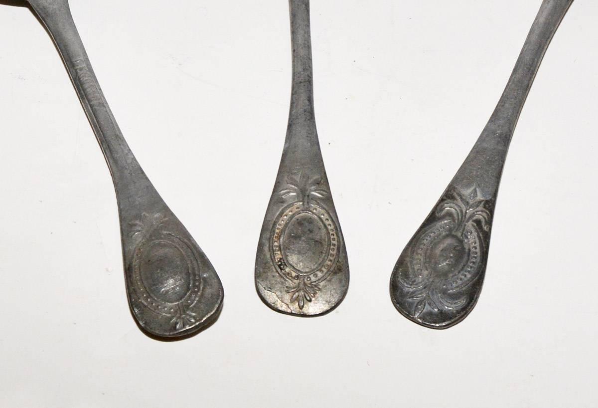 18th century pewter spoons