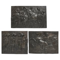 Three Large Bronzed Plaster Reliefs of Classical Scenes, 19th Century