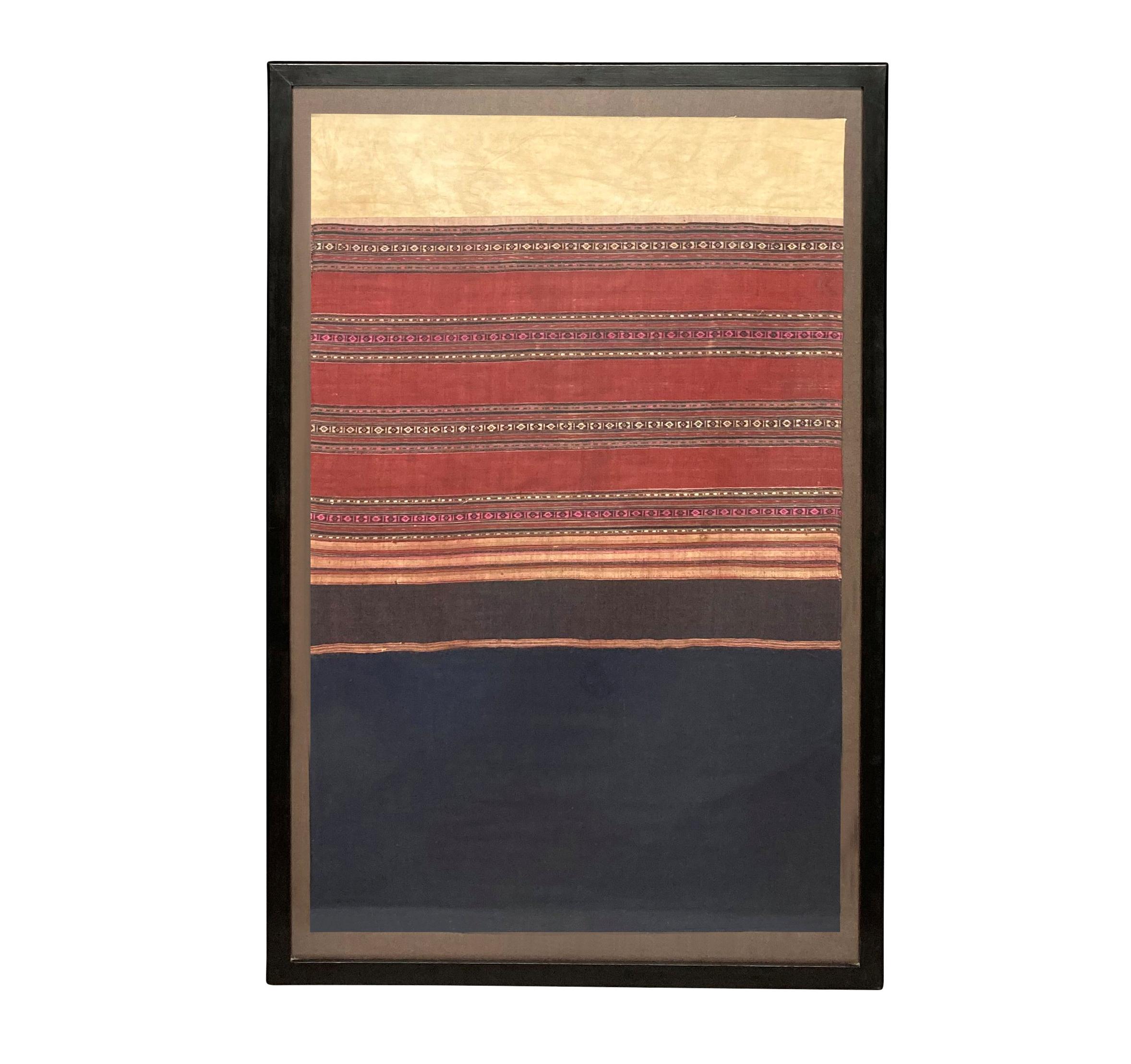 Three Large Framed Northern Thai Textiles In Good Condition For Sale In London, GB