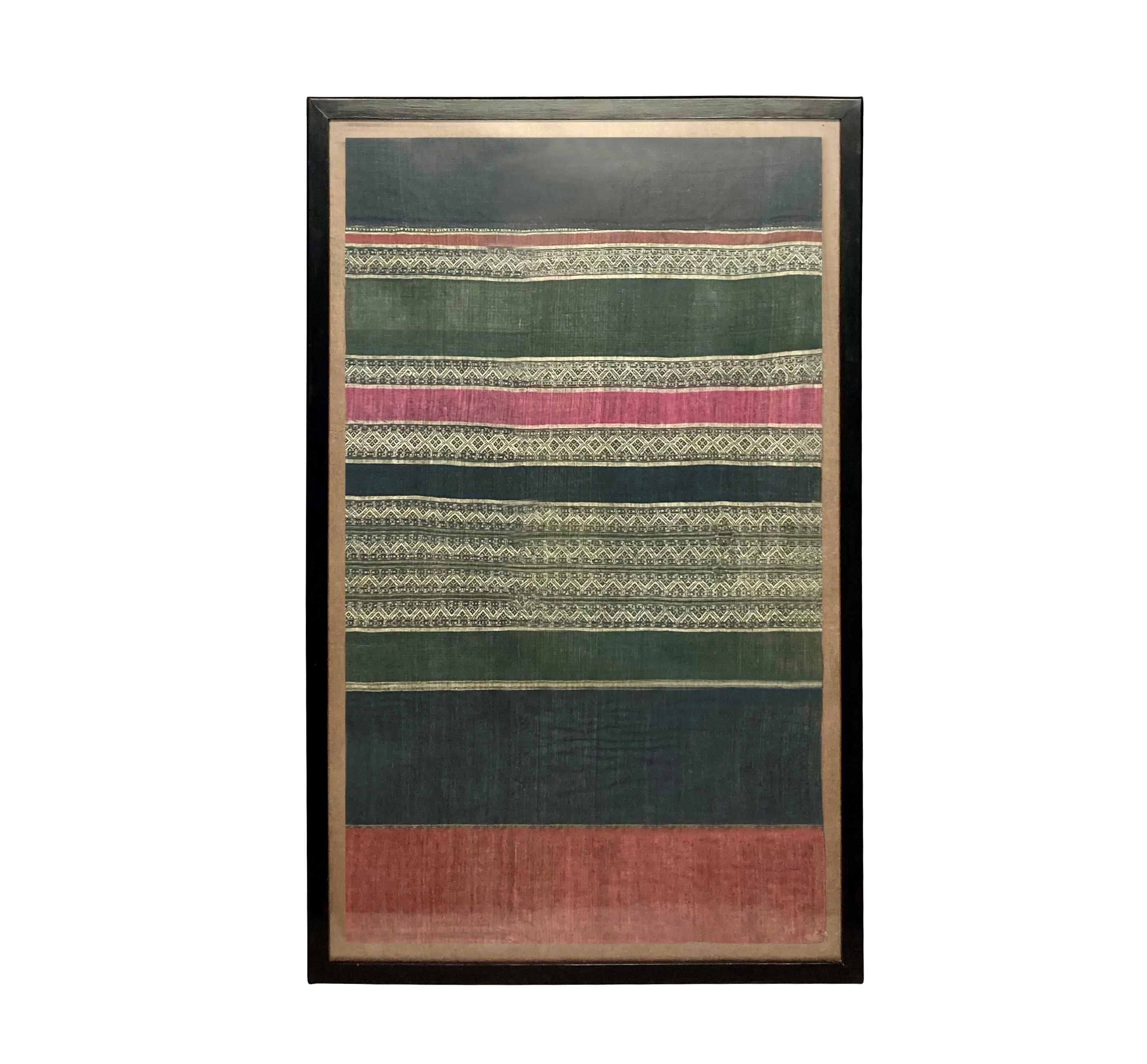 Mid-20th Century Three Large Framed Northern Thai Textiles For Sale