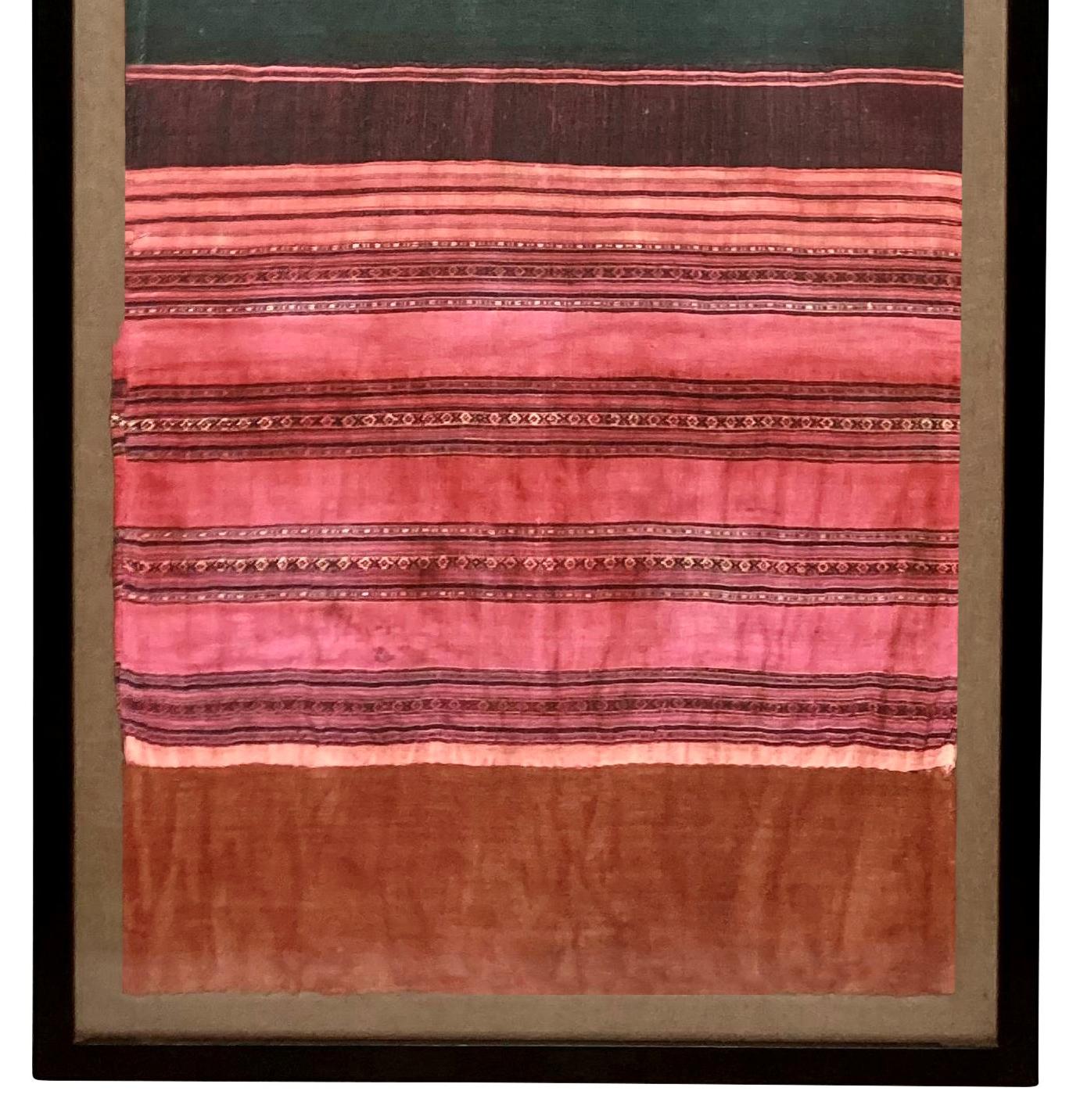 Three Large Framed Northern Thai Textiles For Sale 1