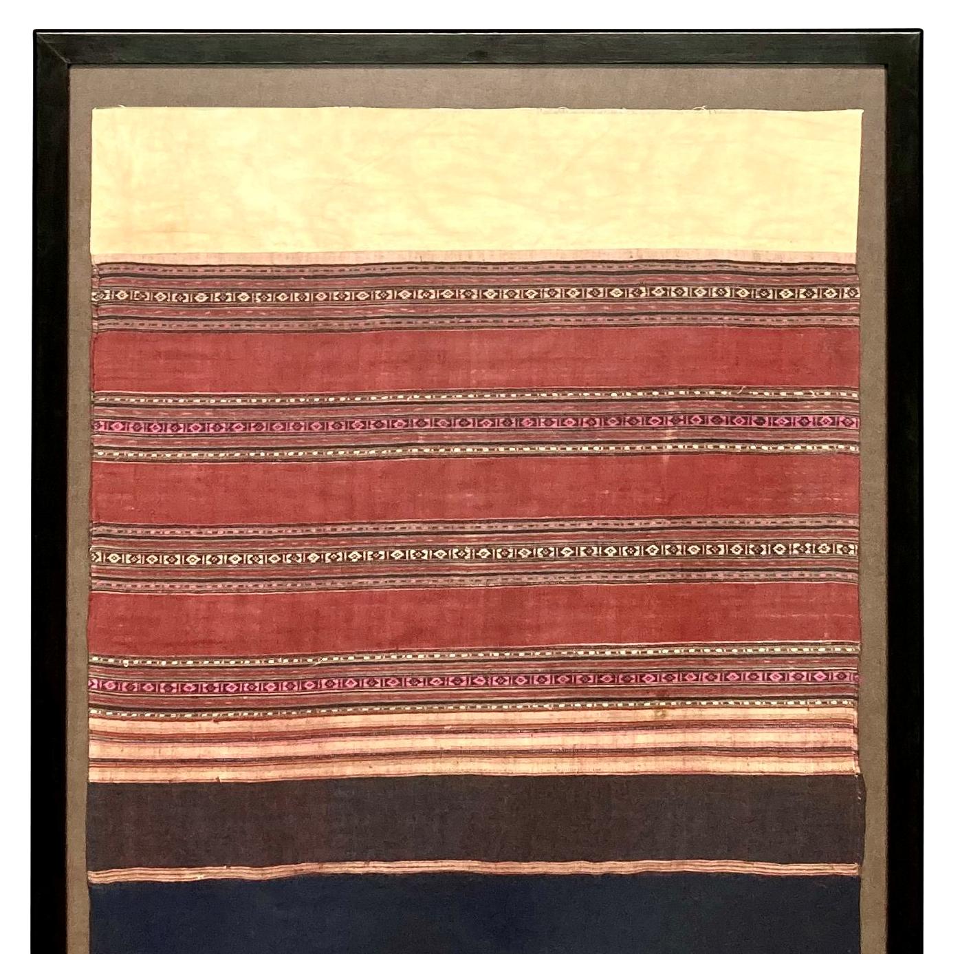 Three Large Framed Northern Thai Textiles For Sale 2