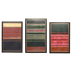 Antique Three Large Framed Northern Thai Textiles