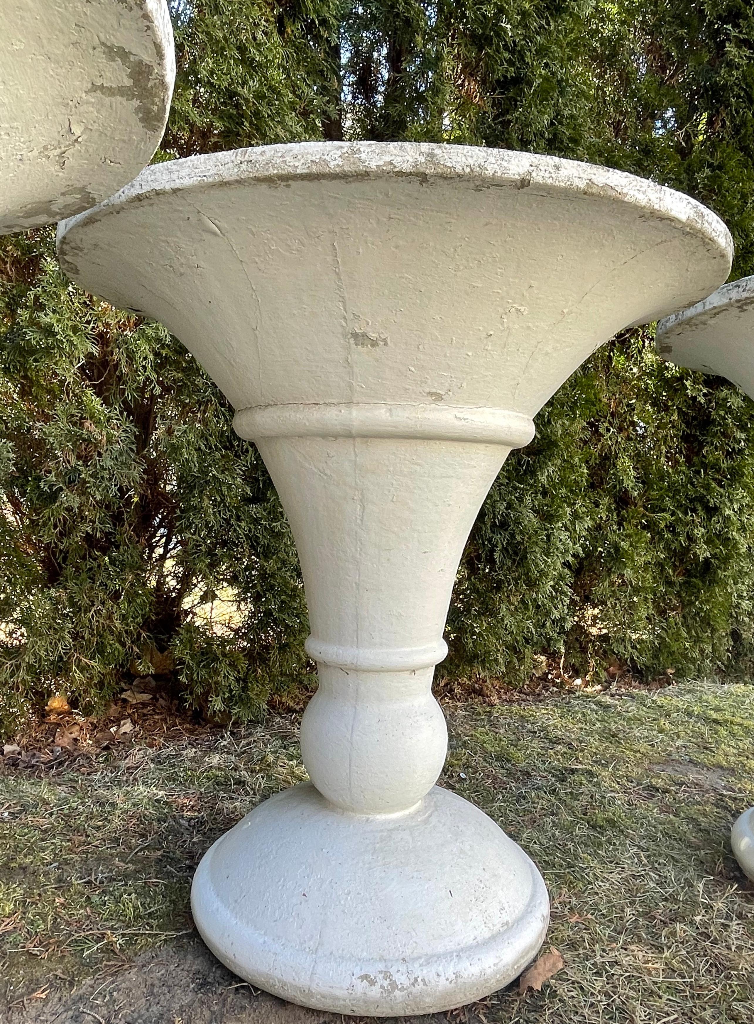 Three Large French Deco Style Trumpet-Shaped Cast Stone Planters  For Sale 10