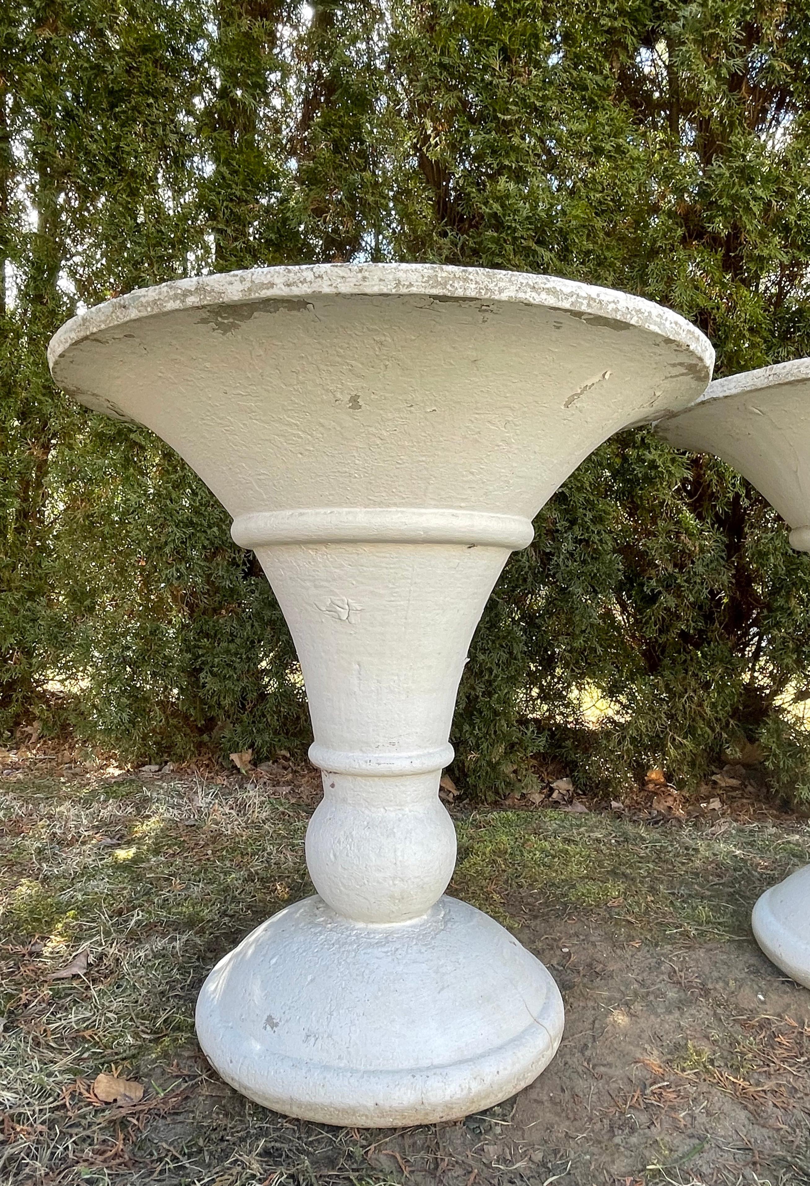 Three Large French Deco Style Trumpet-Shaped Cast Stone Planters  For Sale 11