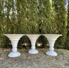 Three Large French Deco Style Trumpet-Shaped Cast Stone Planters