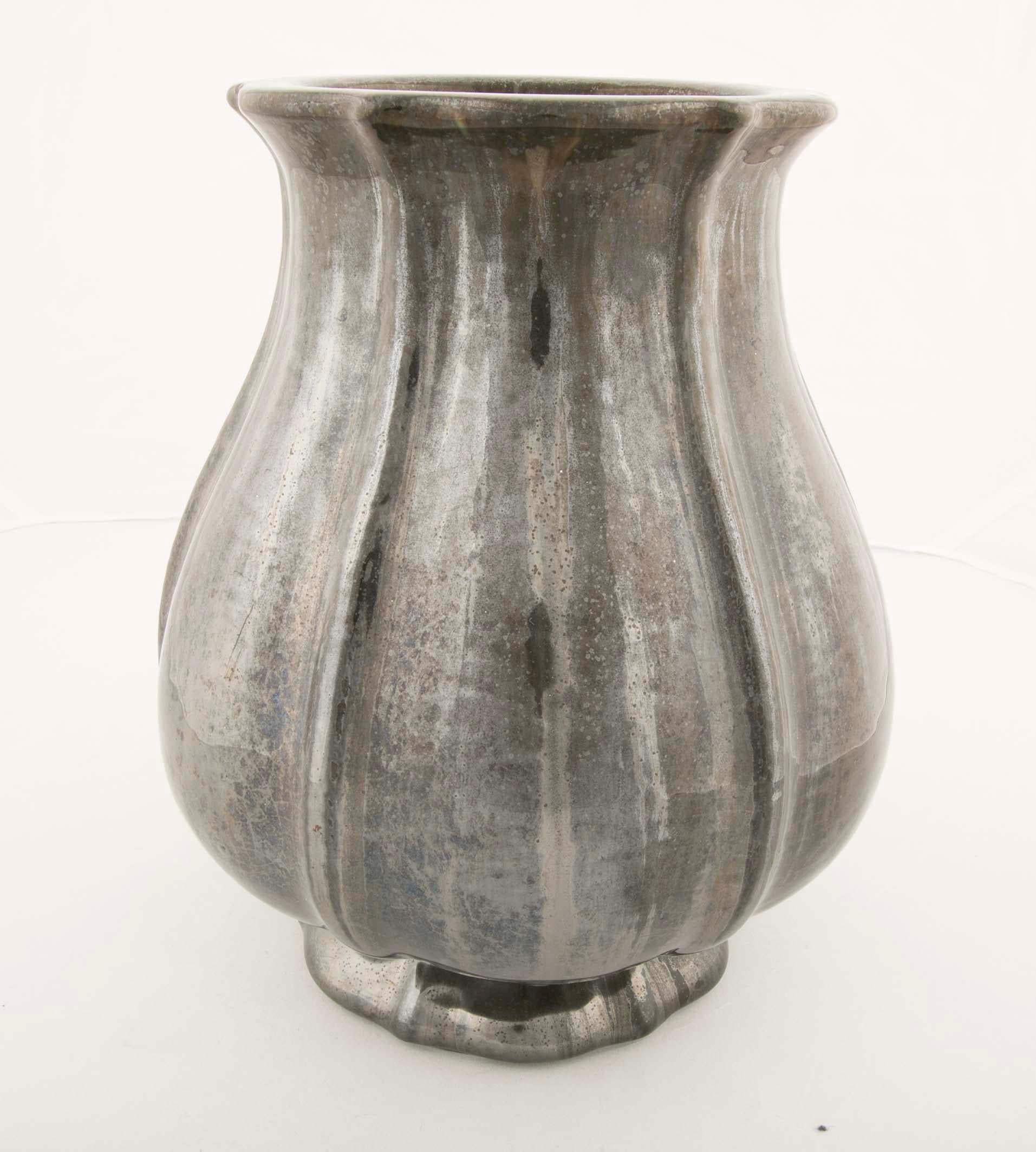 Three Large Fulper Glazed Stoneware Vases 1