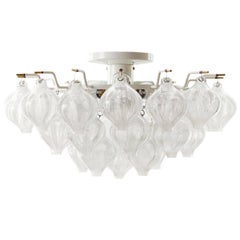 Three Large Kalmar 'Tulipan' Flushmount Light Fixtures, Blown Glass, 1970