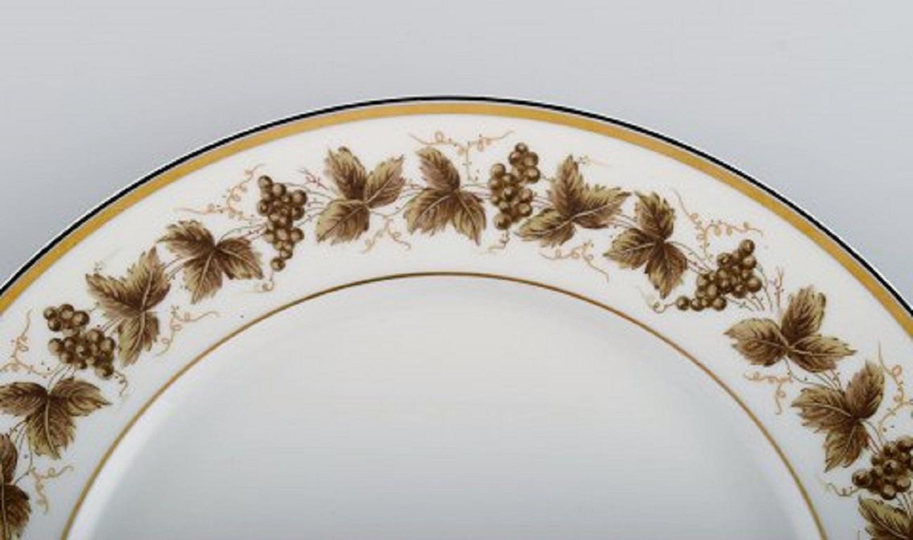 French Three Large Limoges Porcelain Plates with Hand-Painted Grapevines For Sale