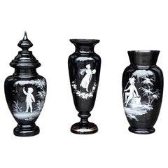 Three Large Pieces of 19thC Glass by Mary Gregory