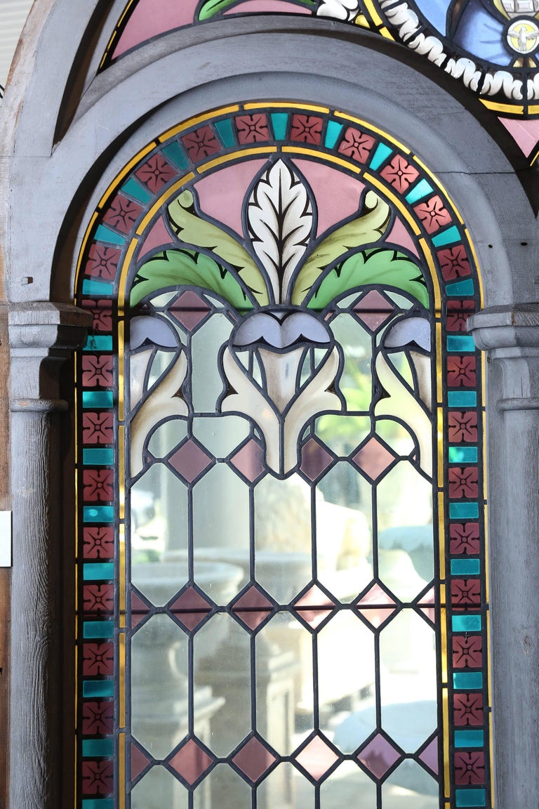 Three Large Stained Glass Windows, Religious at 1stDibs
