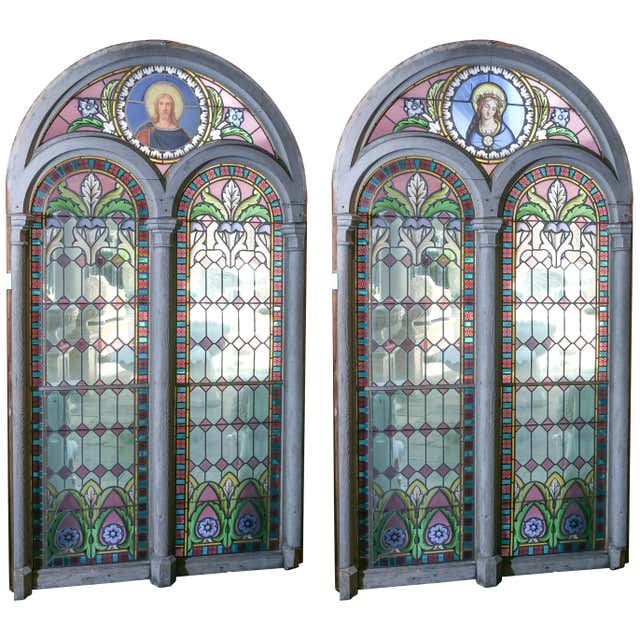 Large Neo-Renaissance Style Stained Glass Window, 19th Century at 1stDibs