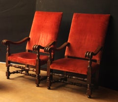 Three Large Walnut Chairs from the 1600s