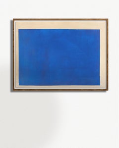 'Three Layers of Blue' Original Modernist Abstract Artwork, 23 x 18 in