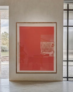 "Tre strati di rosso francese" Tintura e pigmento su tela grezza 46,5 x 59 pollici