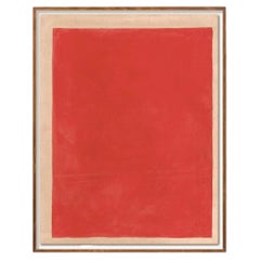 "Three Layers of French Red" Dye and Pigment on Raw Canvas