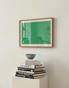 'Tre strati di verde' Opera d'arte astratta modernista originale, 23 x 17 pollici