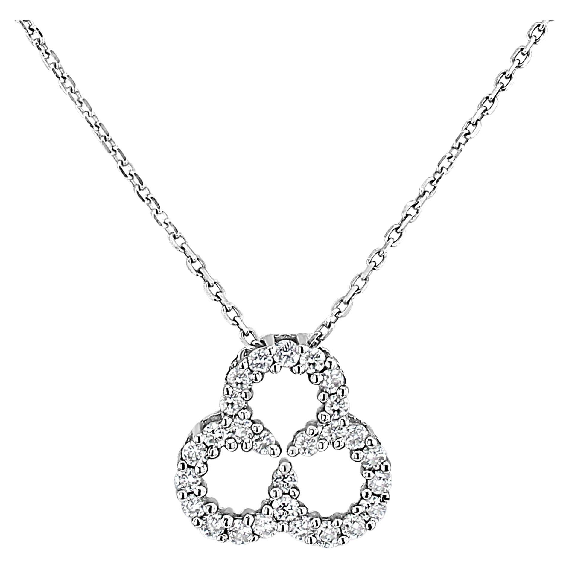 Three Leaf Clover Diamond Necklace 14k White Gold