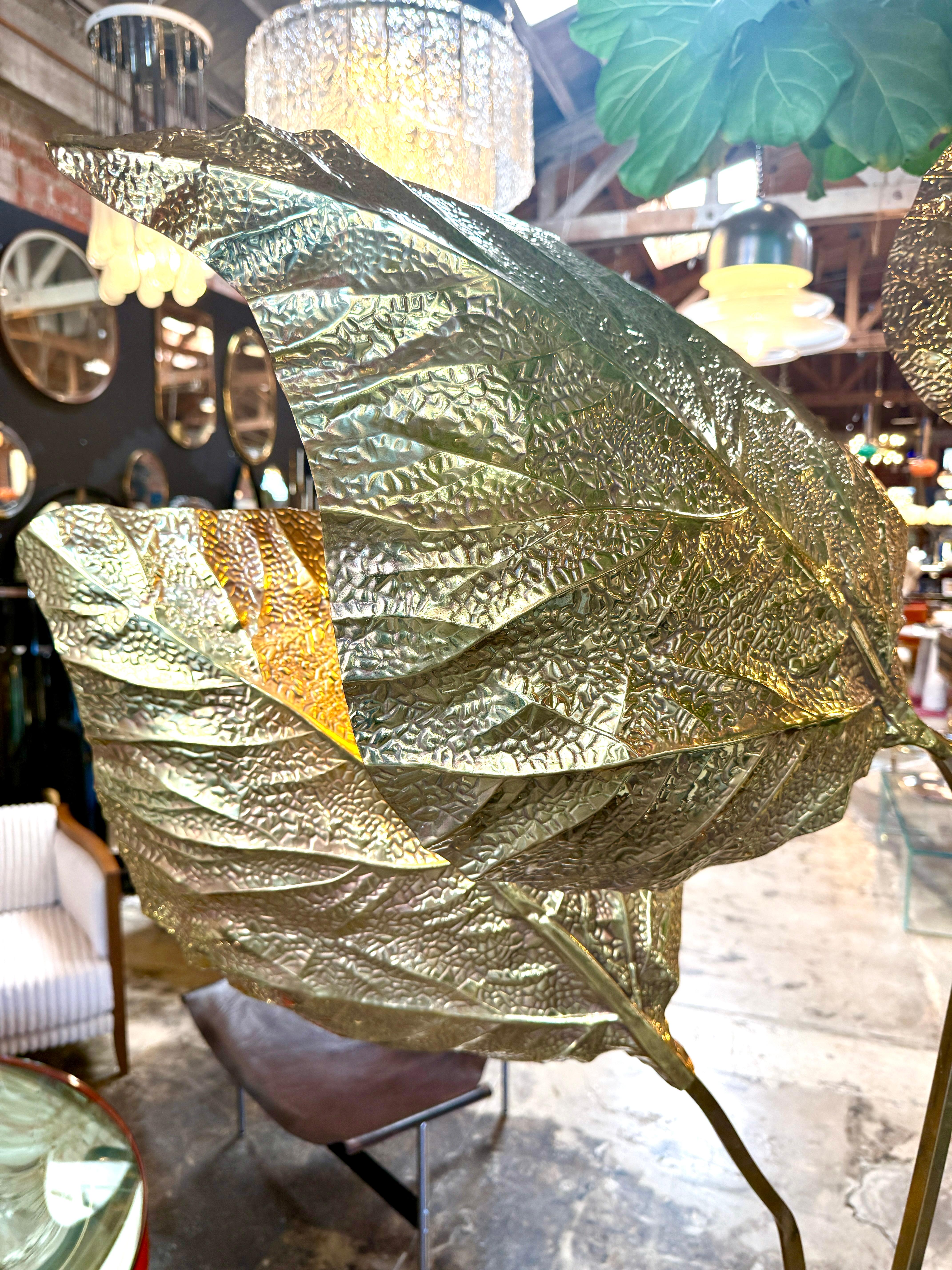 Hollywood Regency Three Leaf Floor lamp By Tommaso Barbi 70s. For Sale