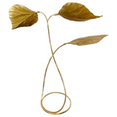 Lampadaire italien à trois feuilles en laiton de Tommaso Barbi, 1970