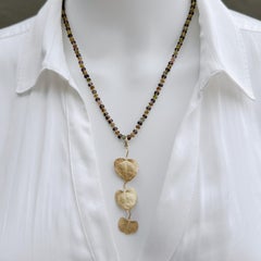 Three-Leaf Pendant in 18 Karat Gold with Removable Tourmaline & Quartz Necklace