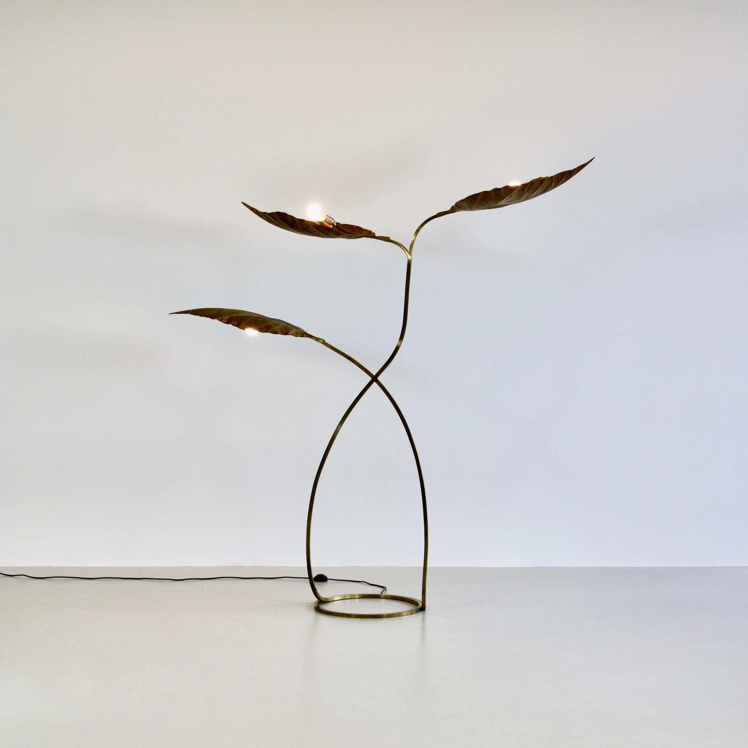 Metal Three-Leaf Rhubarb Floor Lamp by Tommaso Barbi