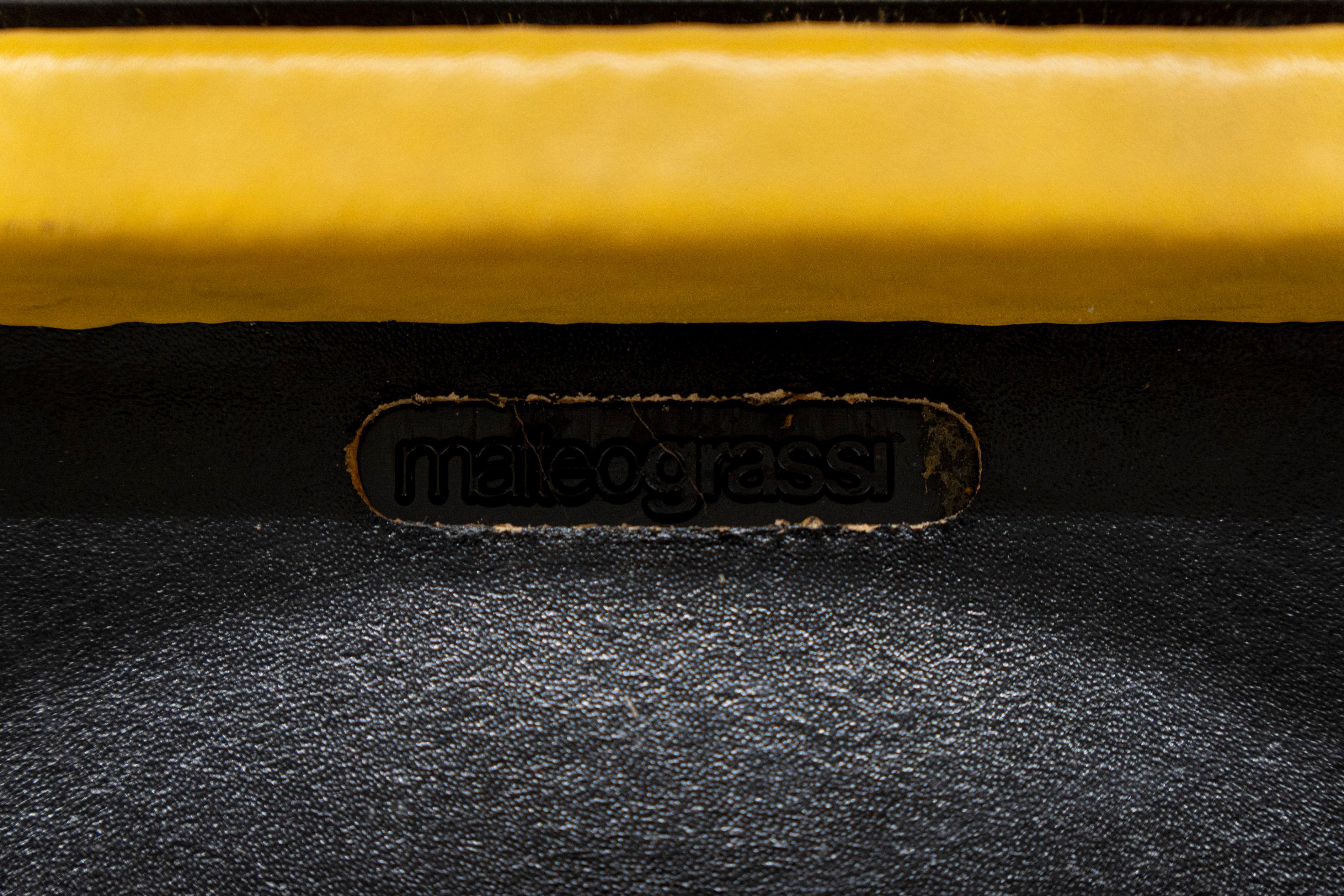 Tres taburetes de cuero de Tito Agnoli para Matteo Grassi en venta 2