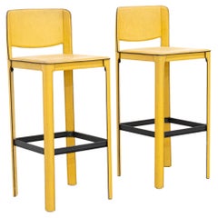 Three Leather Barstools by Tito Agnoli for Matteo Grassi