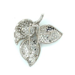 Three Leaves Diamond White Gold Brooch