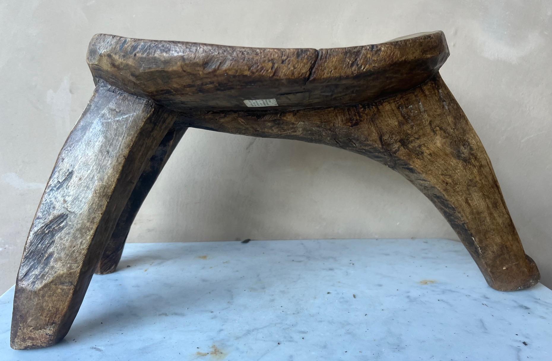 Three Leg Hand Carved Lobi Stool from Burkina Faso, c. 1930's For Sale 3