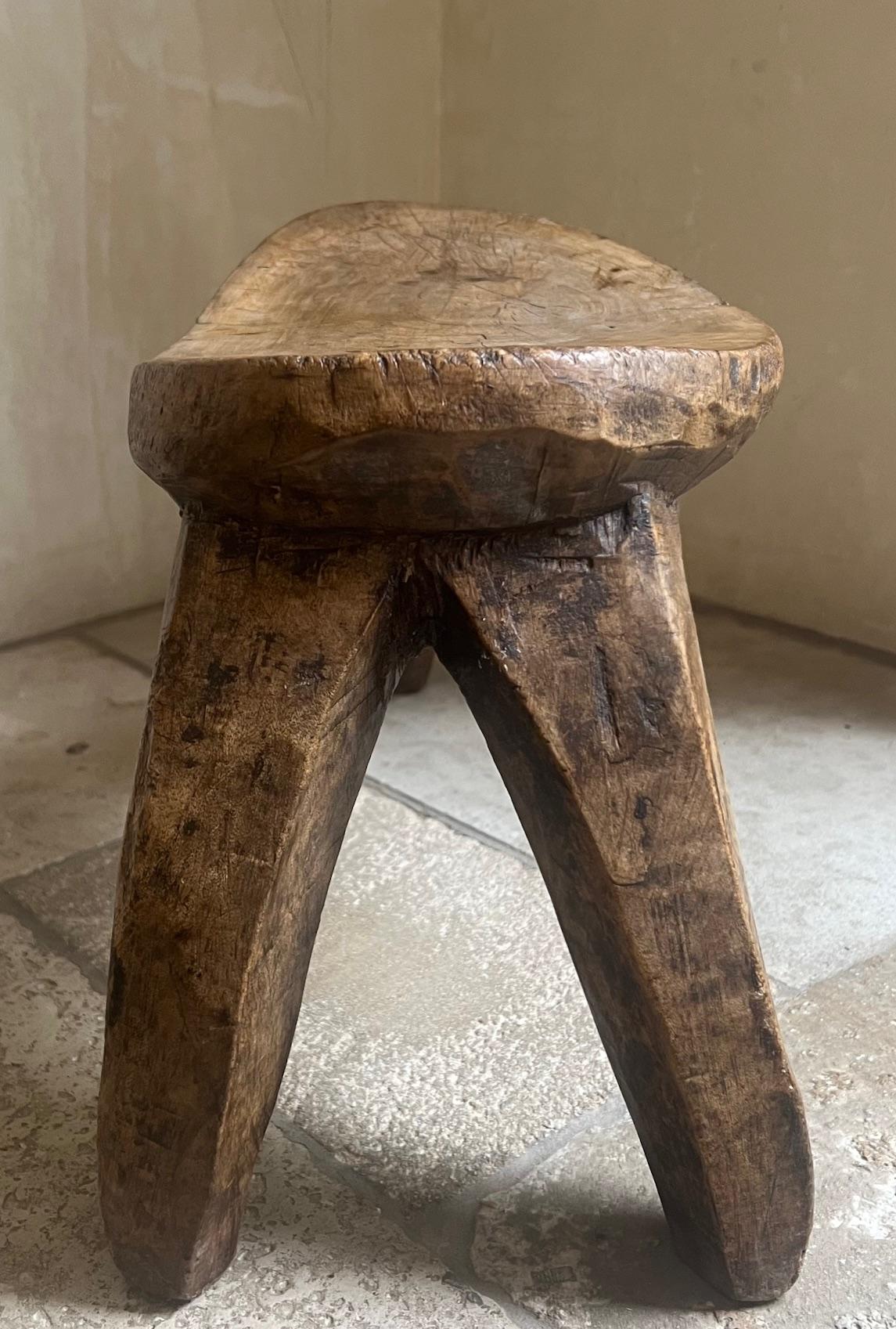 Three Leg Hand Carved Lobi Stool from Burkina Faso, c. 1930's For Sale 5