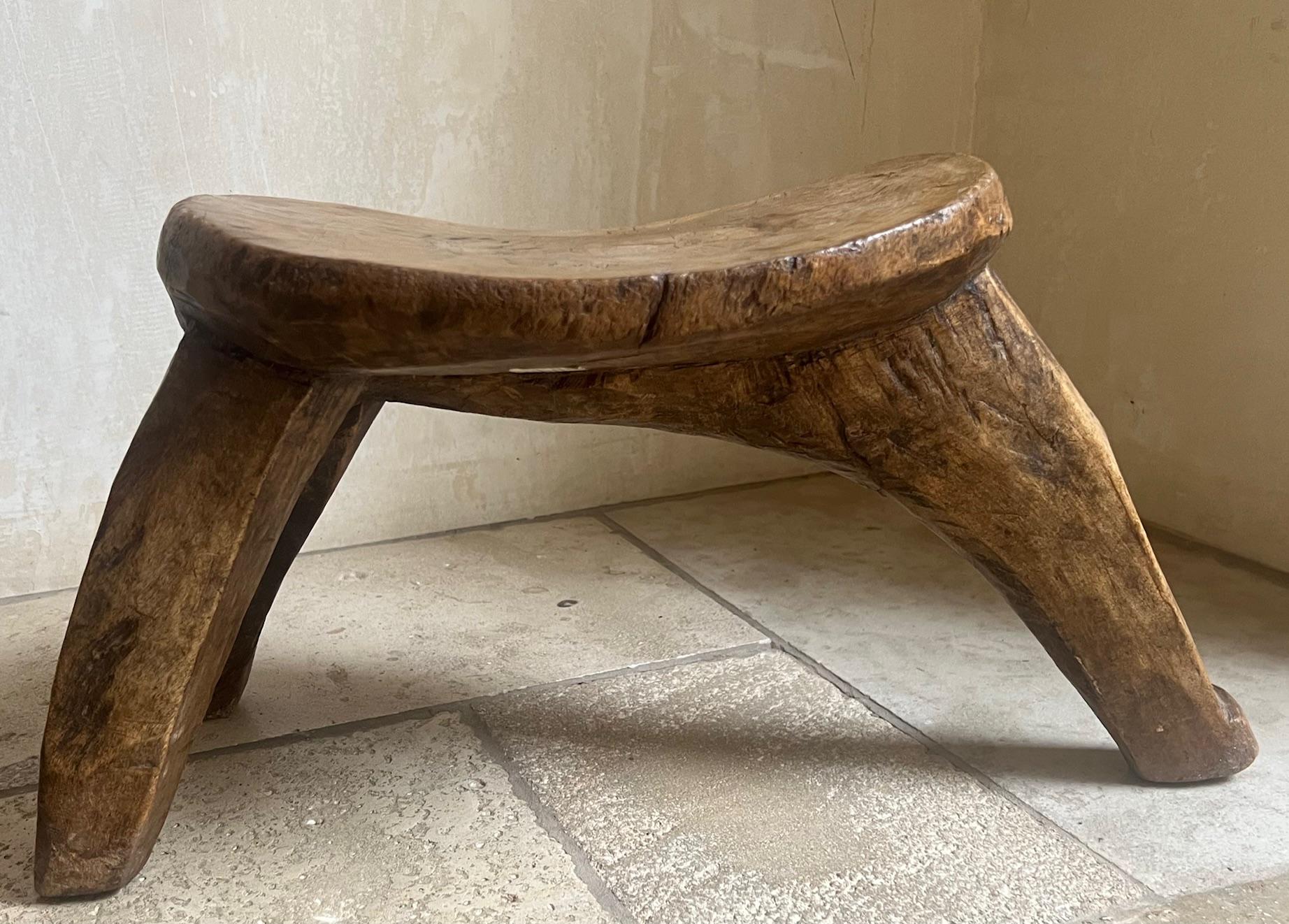 Three Leg Hand Carved Lobi Stool from Burkina Faso, c. 1930's For Sale 6