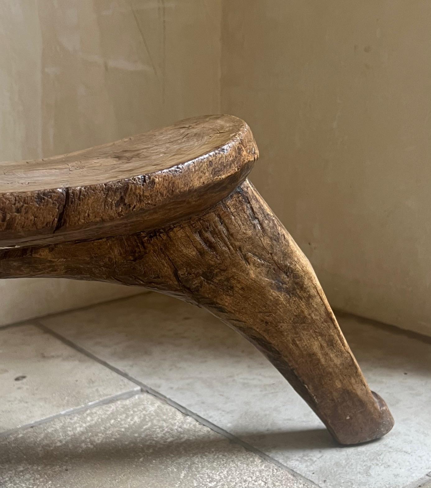 Three Leg Hand Carved Lobi Stool from Burkina Faso, c. 1930's For Sale 7