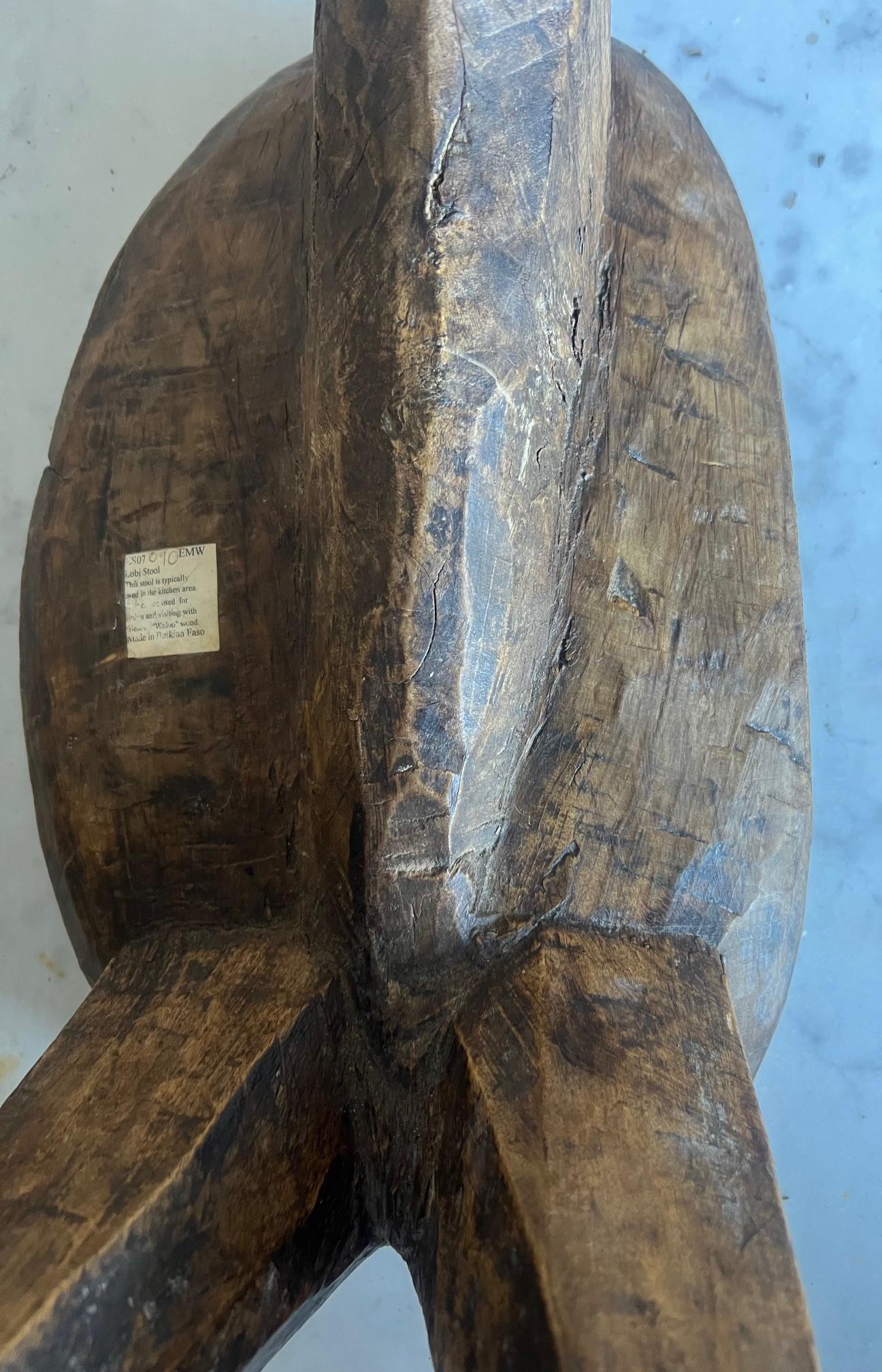 Hand-Carved Three Leg Hand Carved Lobi Stool from Burkina Faso, c. 1930's For Sale