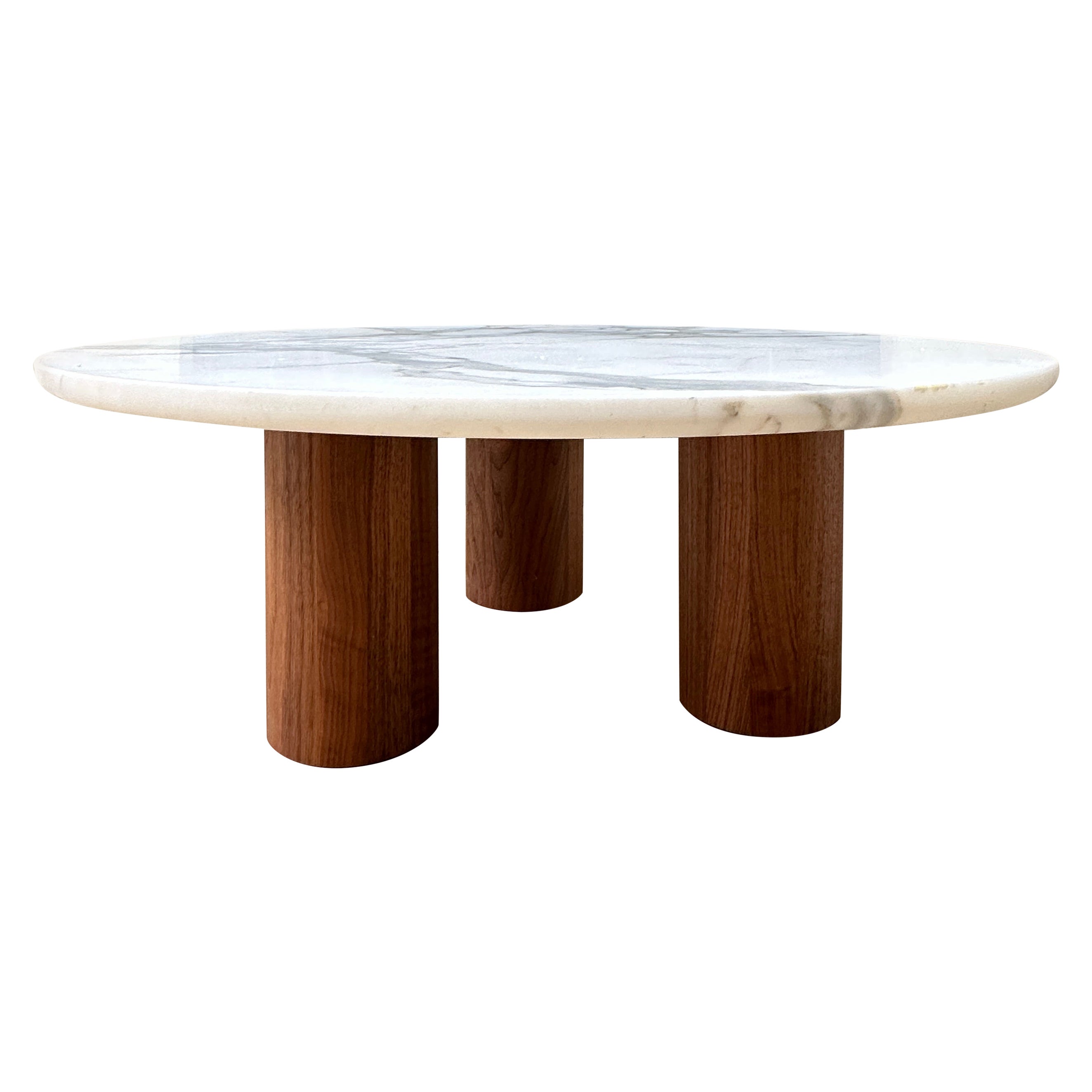 Three leg wood coffee table with marble top