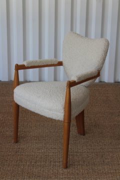 Three Legged Armchair in Alpaca Wool, France, 1940s