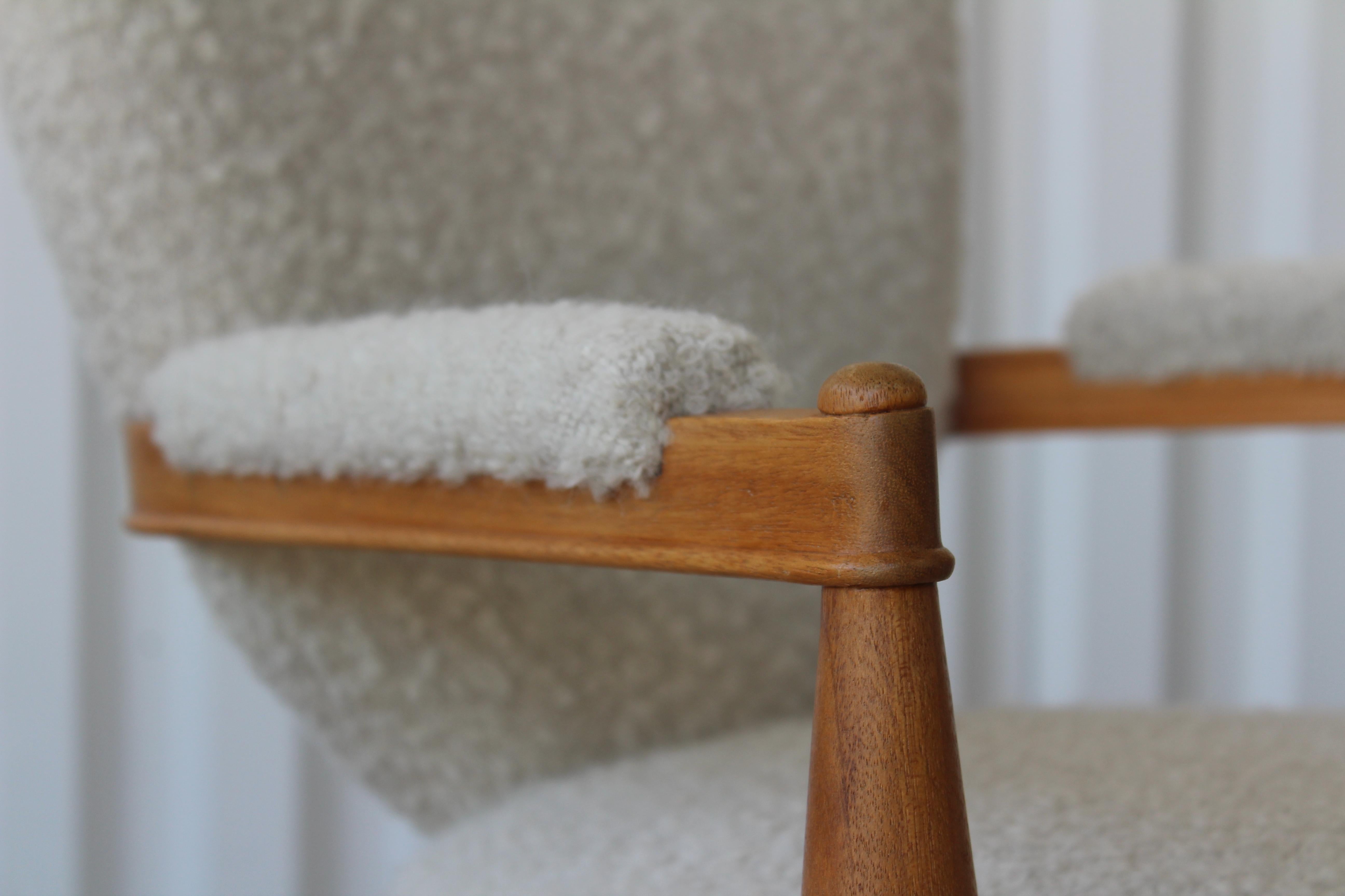 Three Legged Armchair in Alpaca Wool, France, 1940s 3