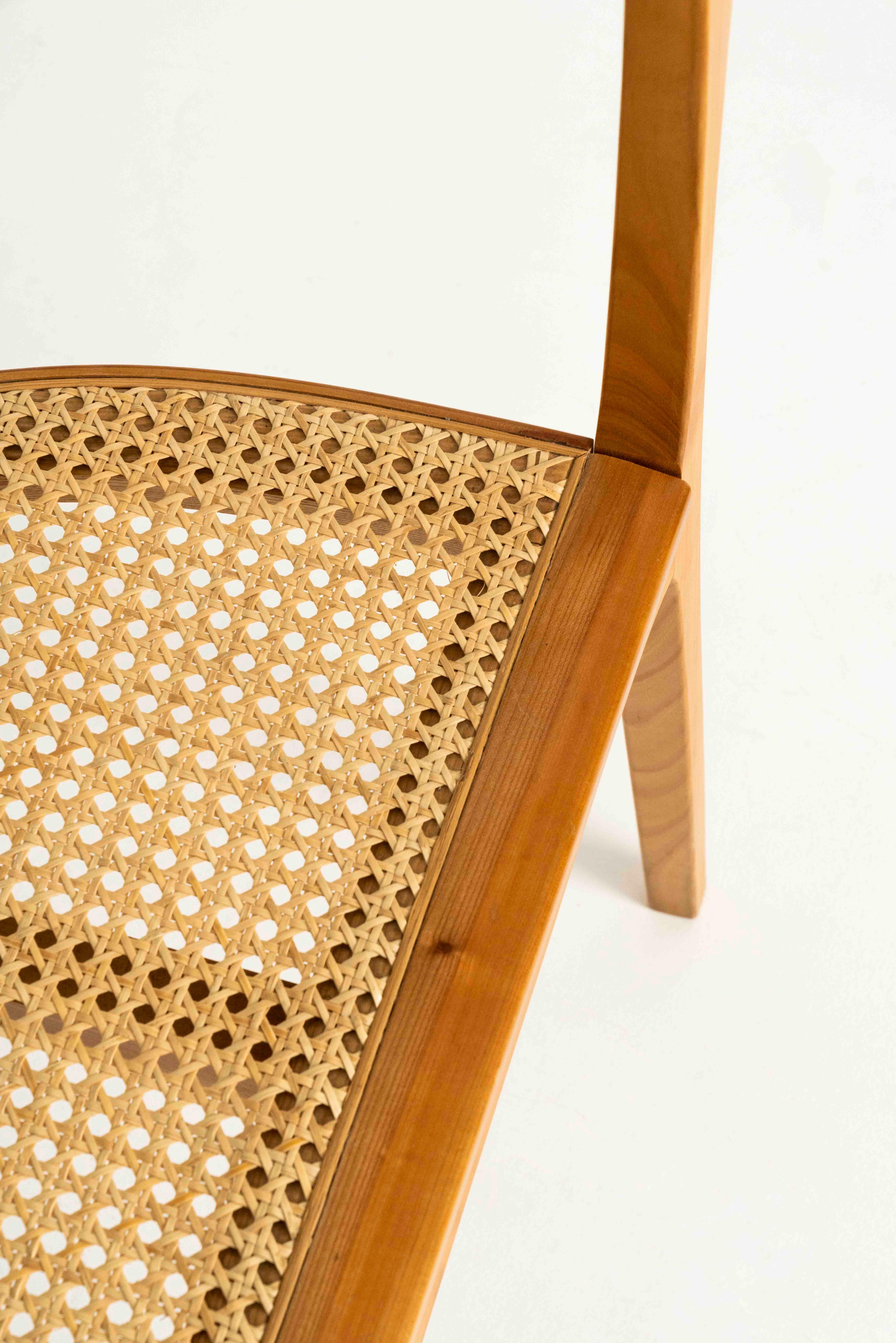 Three-legged Chair by Xaver Seemüller in Wood and Cane, Germany For Sale 1