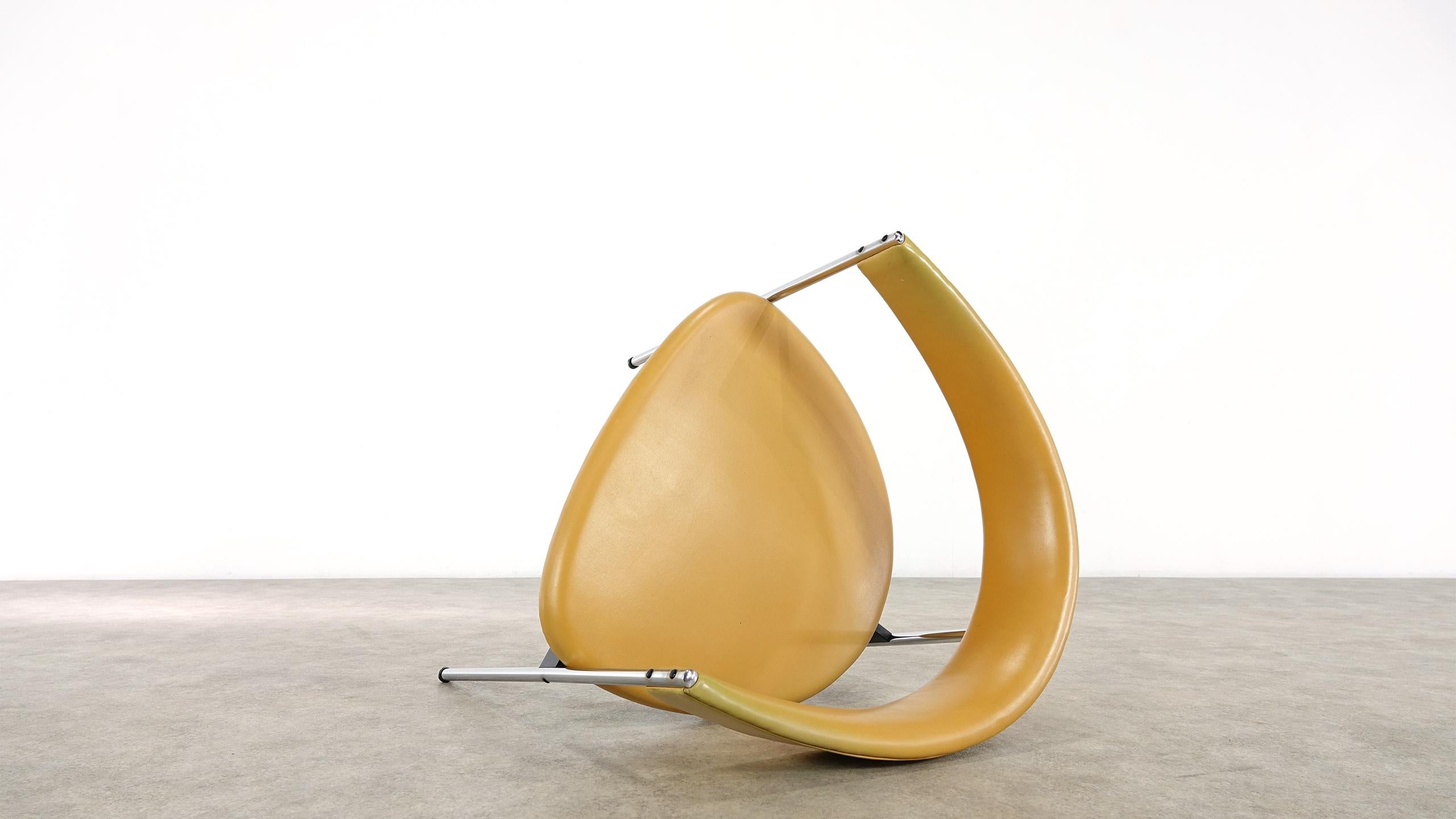 Chrome Three-Legged Chair Design Dieter Waeckerlin for Idealheim For Sale