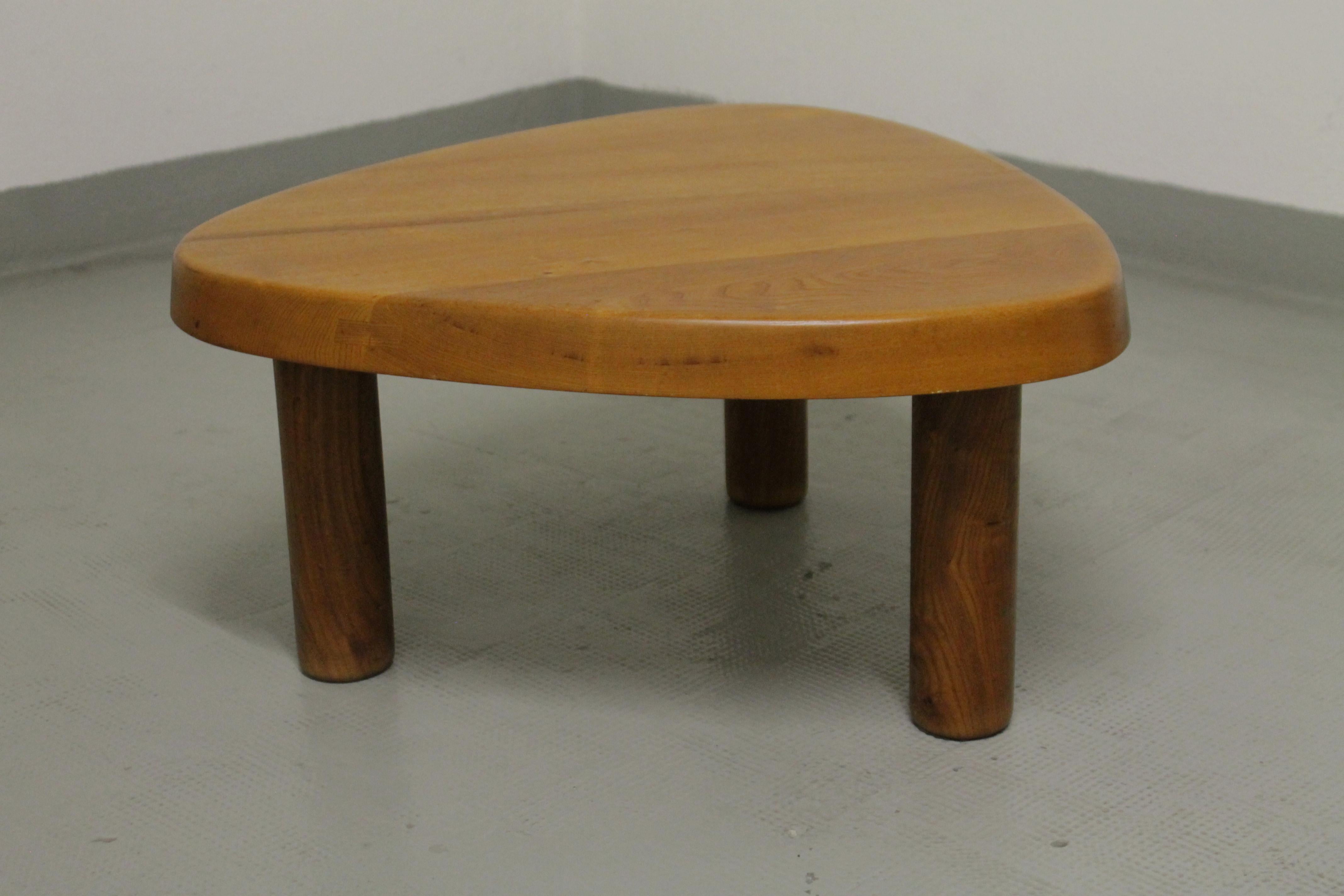 French Three-Legged Coffee Table by Pierre Chapo