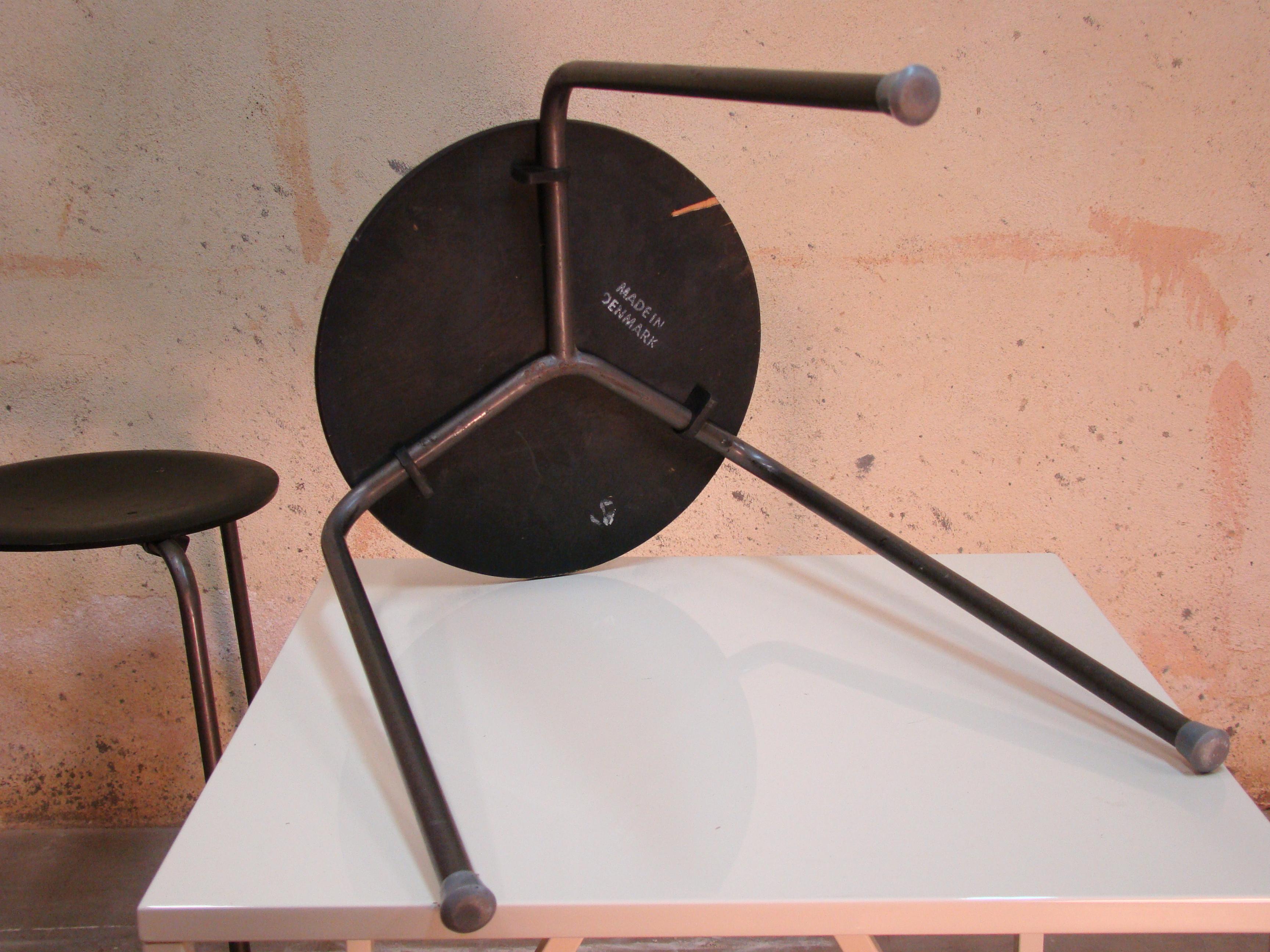 Three-Legged Danish Stacking Stool of Molded Plywood 4