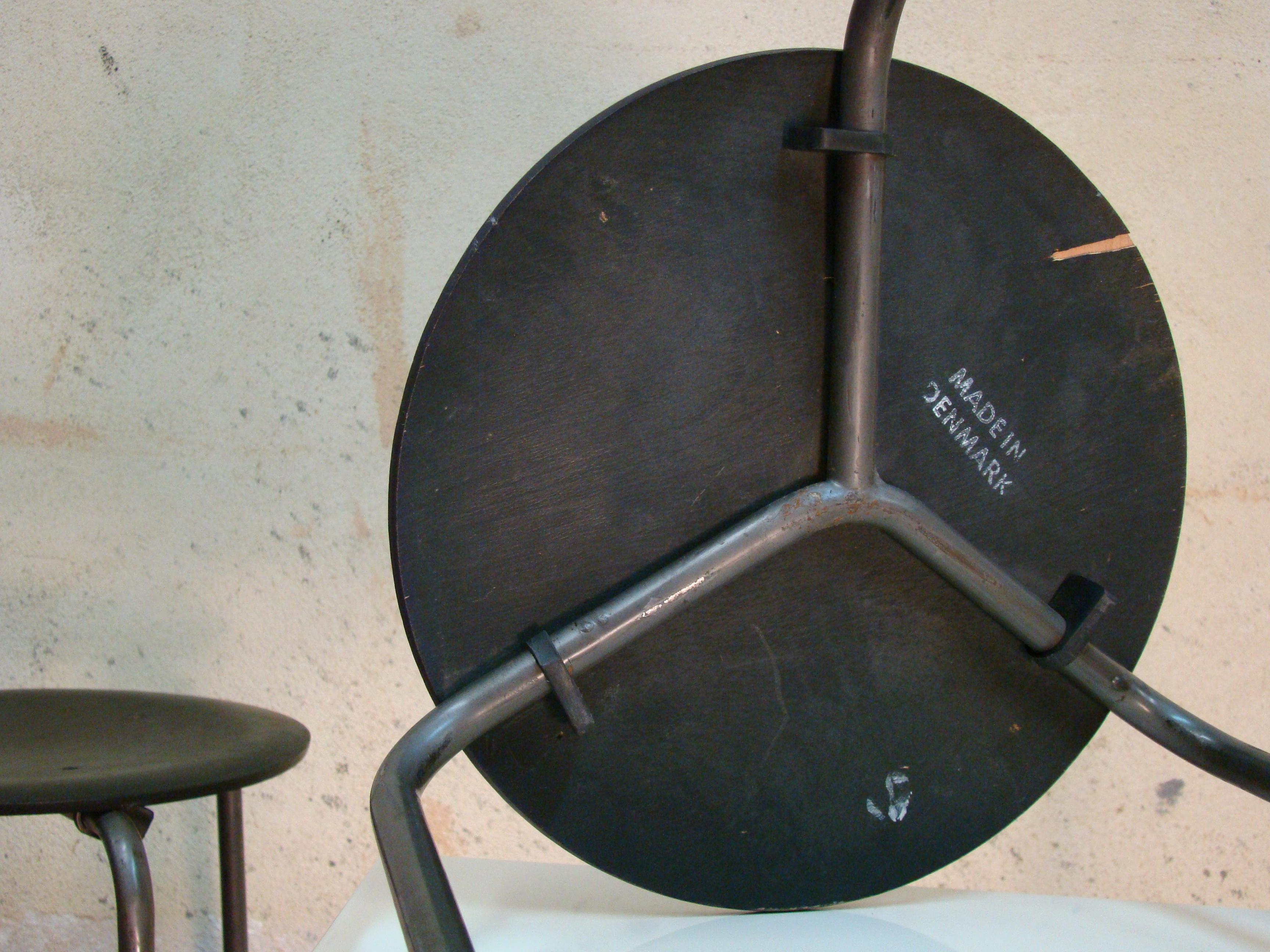 Three-Legged Danish Stacking Stool of Molded Plywood 5