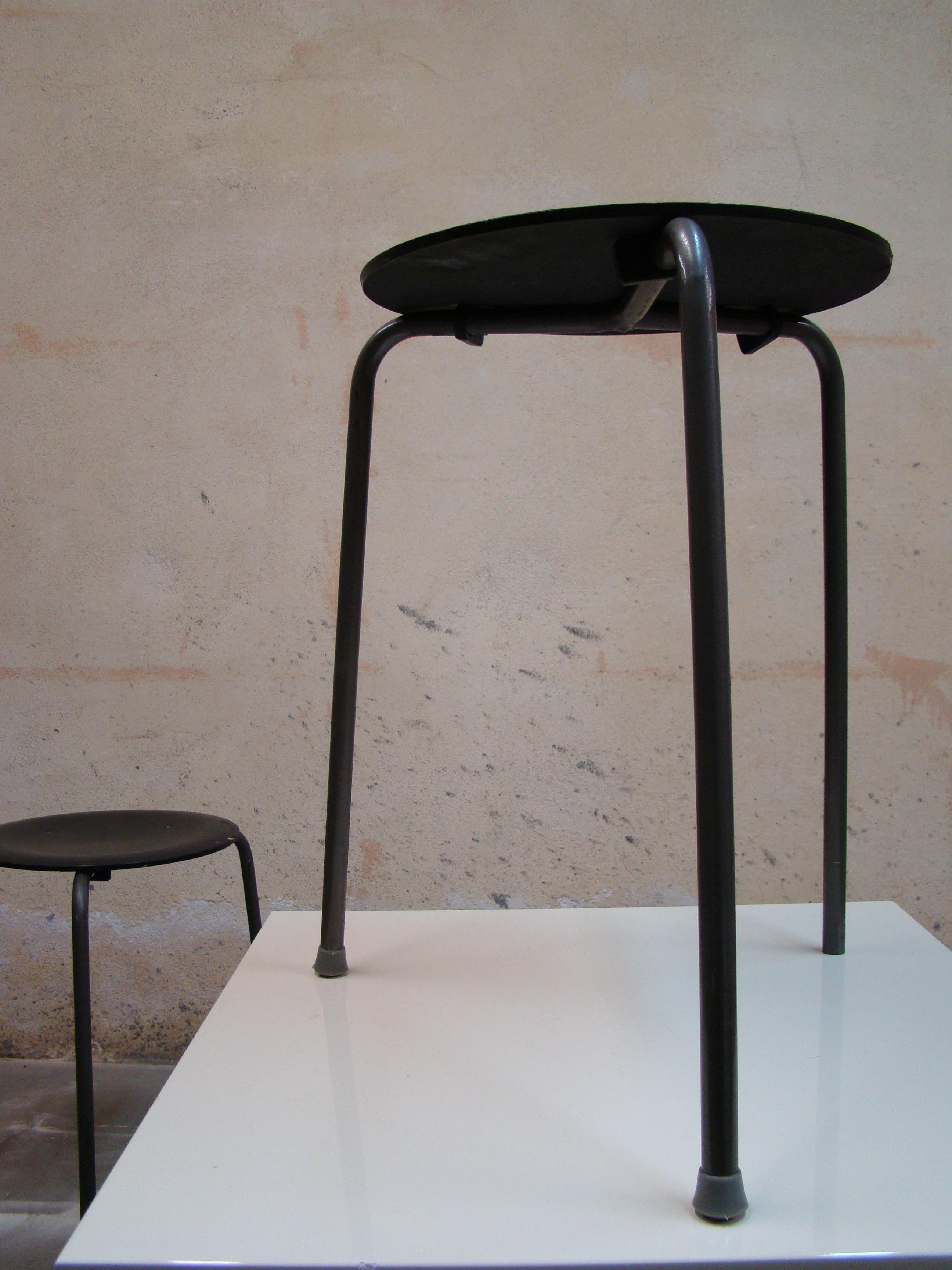 Scandinavian Modern Three-Legged Danish Stacking Stool of Molded Plywood